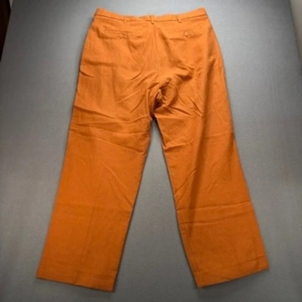 TRUST Linen Blend Pleated Dress Pants Relaxed 38x30 (FIT 37x27) Orange Cuffed
